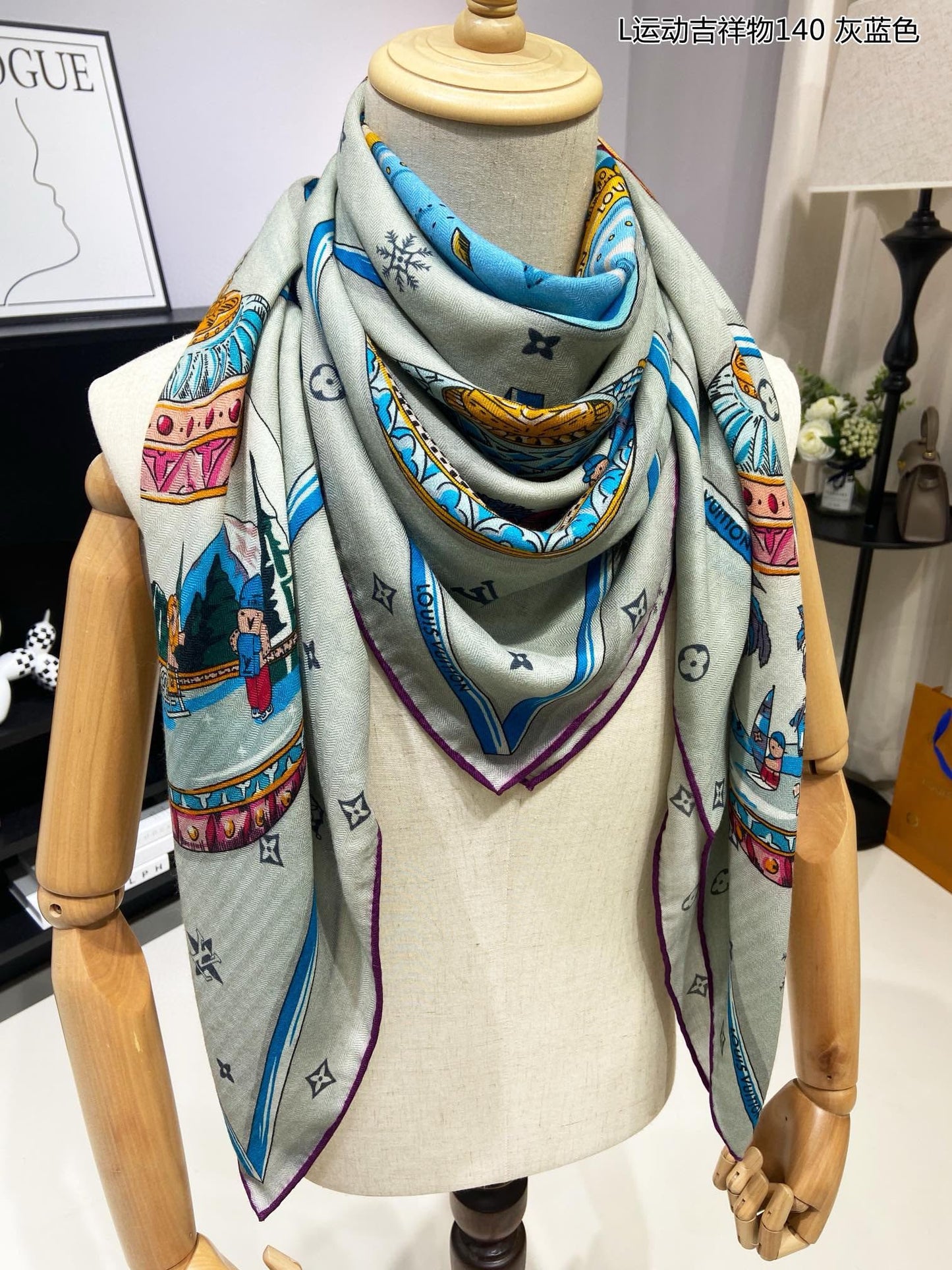 Women's Large Square Patterned Scarf, Multicolor Elegant Fashion Shawl Wrap, Lightweight Oversized Scarf for Fall Winter