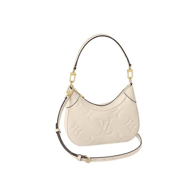 Louis Vuitton Cream Embossed Leather Crescent Shoulder Bag with Gold Hardware