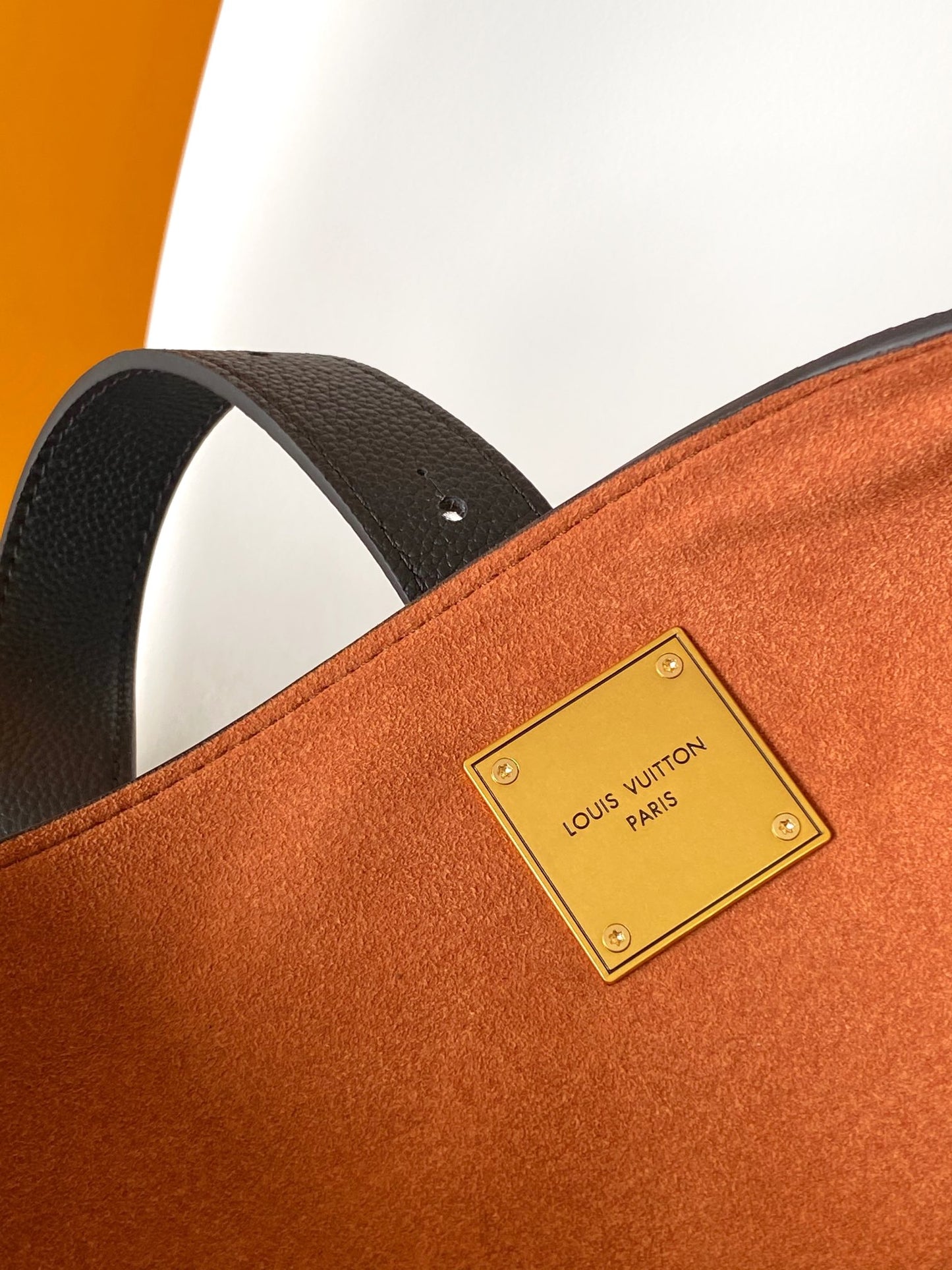 Louis Vuitton Classic Black Leather Shoulder Tote Bag with Gold Lock Detail
