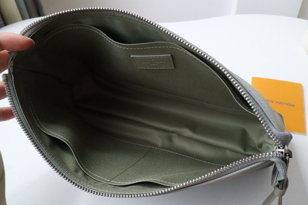 Louis Vuitton Green Gradient Monogram Pattern Zippered Clutch Handbag