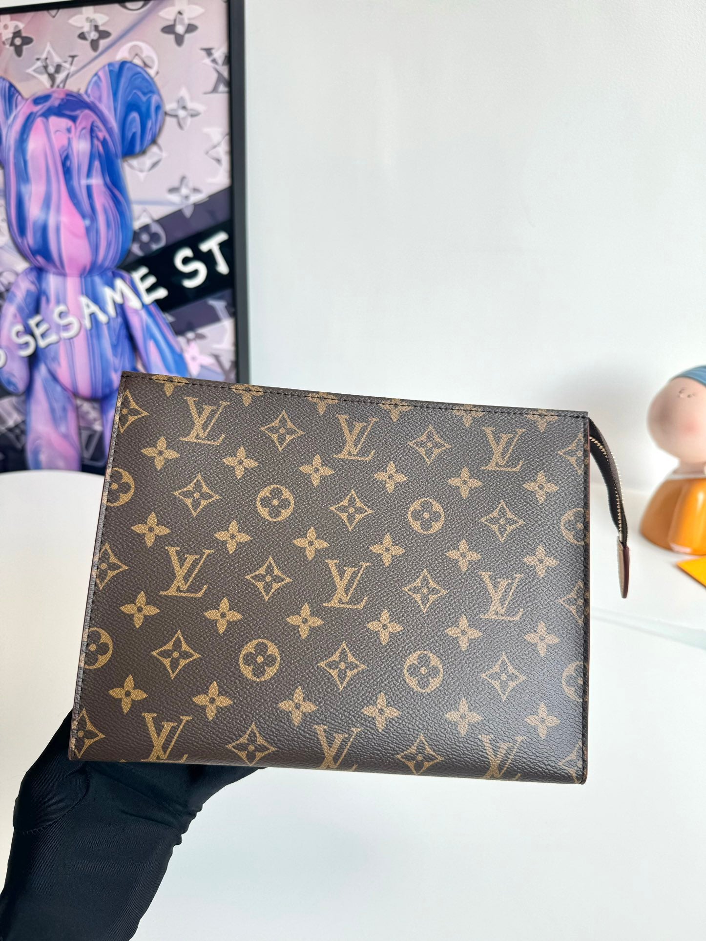 Louis Vuitton Classic Brown Monogram Print Canvas Zippered Clutch Pouch