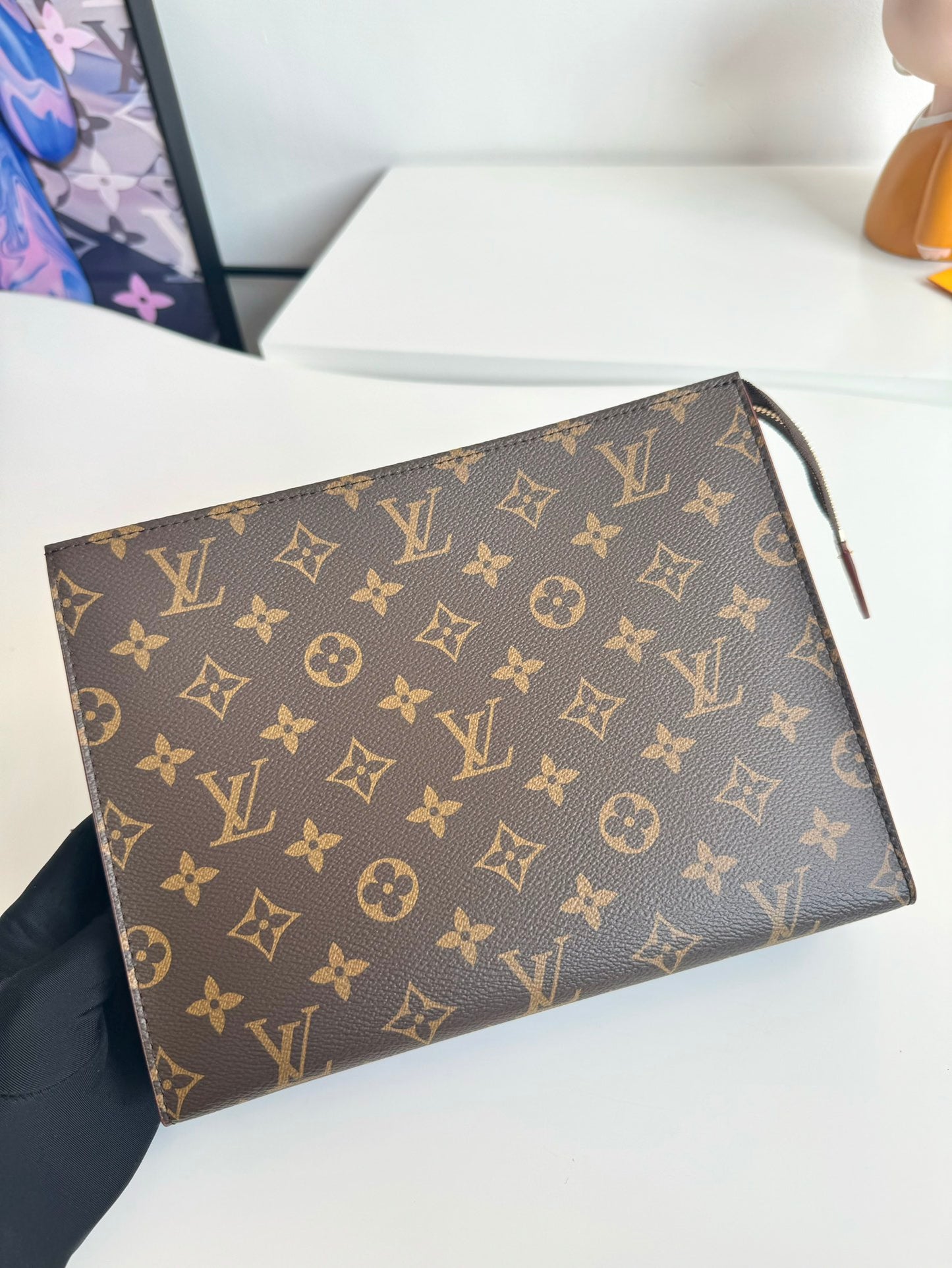 Louis Vuitton Classic Brown Monogram Print Canvas Zippered Clutch Pouch
