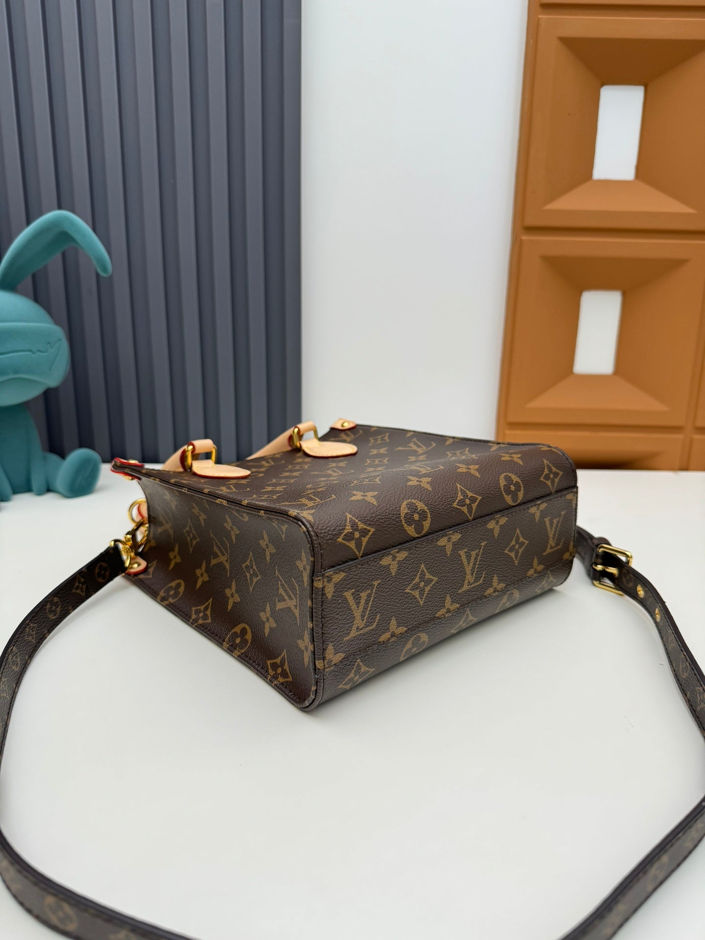 Louis Vuitton Vintage Brown Monogram Tote Bag with Top Handles and Crossbody Strap