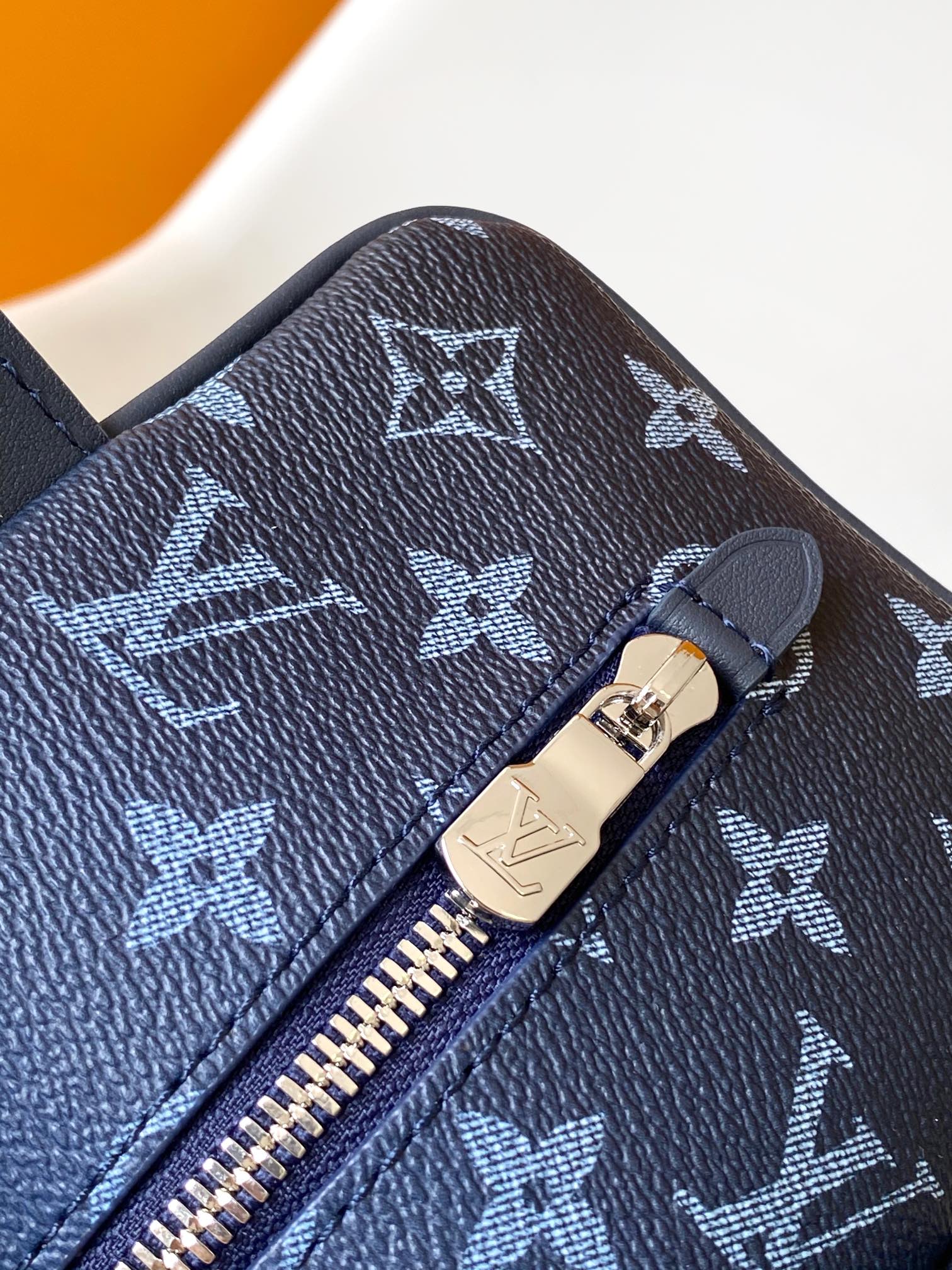 Louis Vuitton Navy Blue Monogram Print Travel Toiletry Bag Dopp Kit with Handle