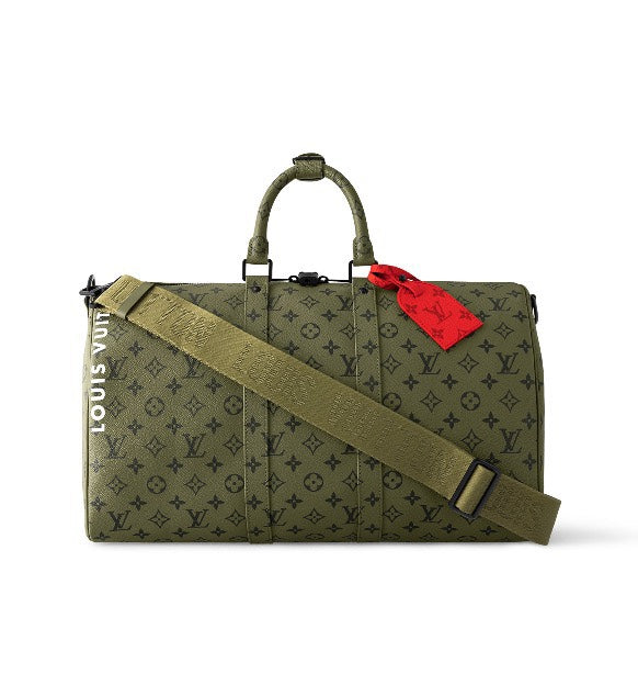 Louis Vuitton Keepall Bandoulière 50 Monogram Shadow Leather Green