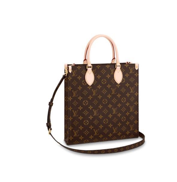 Louis Vuitton Vintage Brown Monogram Tote Bag with Top Handles and Crossbody Strap