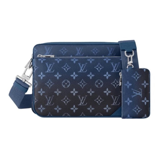 Louis Vuitton Blue Monogram Gradient Crossbody Messenger Bag with Detachable Pouch