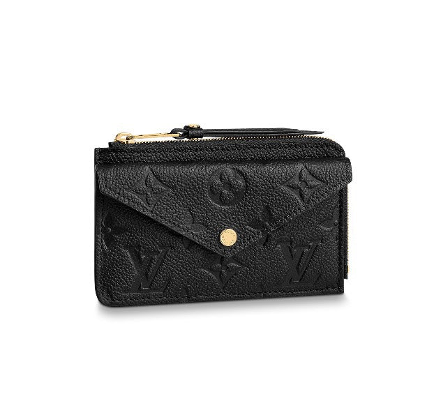 Louis Vuitton Black Embossed Leather Card Holder Wallet with Envelope Pocket