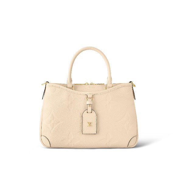 Louis Vuitton Classic Cream Embossed Textured Leather Top Handle Handbag
