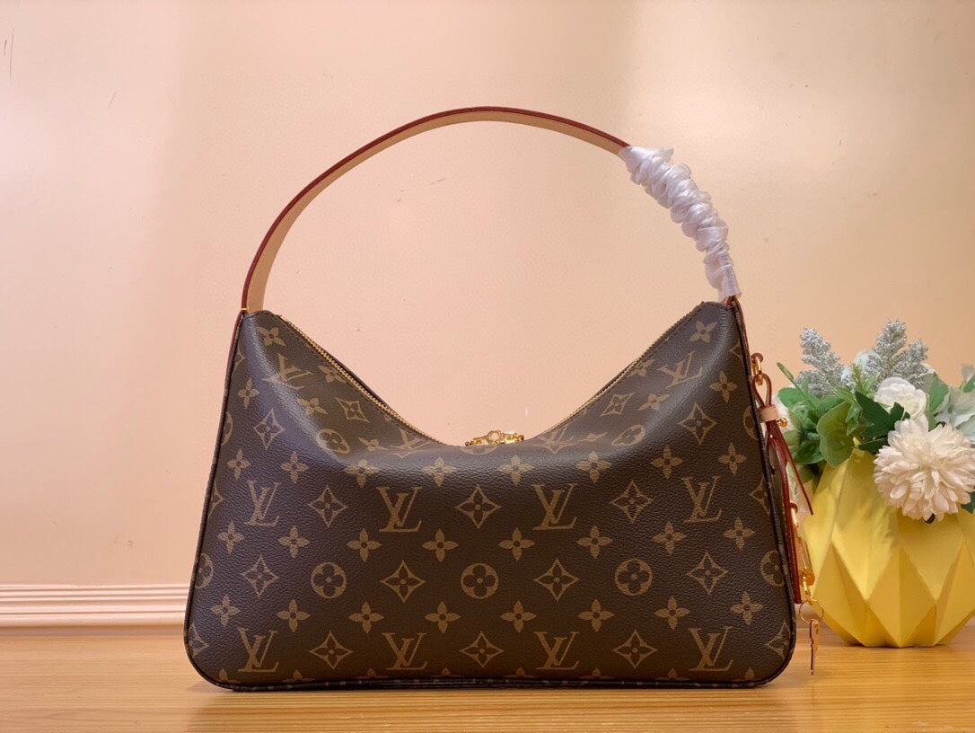 Louis Vuitton Classic Brown Monogram Crescent Shoulder Bag with Gold Hardware