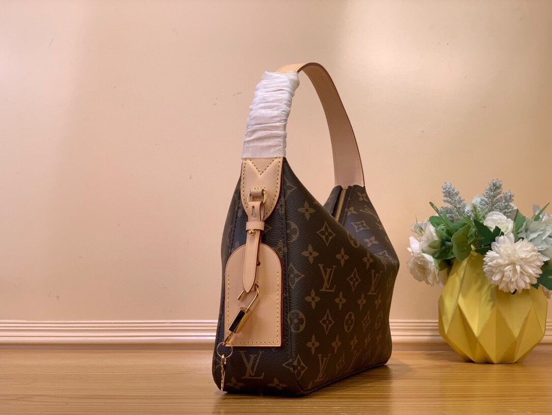 Louis Vuitton Classic Brown Monogram Crescent Shoulder Bag with Gold Hardware
