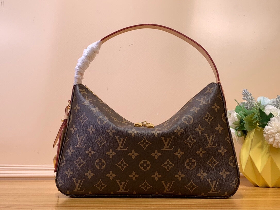 Louis Vuitton Classic Brown Monogram Crescent Shoulder Bag with Gold Hardware