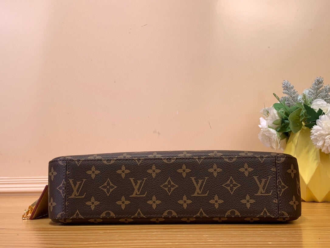 Louis Vuitton Classic Brown Monogram Crescent Shoulder Bag with Gold Hardware