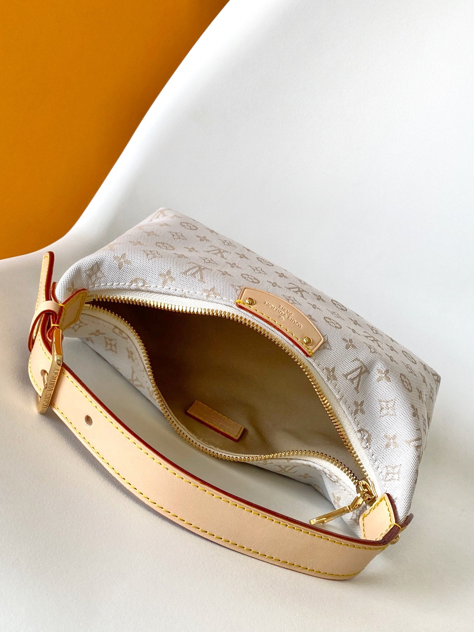 Louis Vuitton Elegant Cream Monogram Canvas Crescent Hobo Shoulder Bag