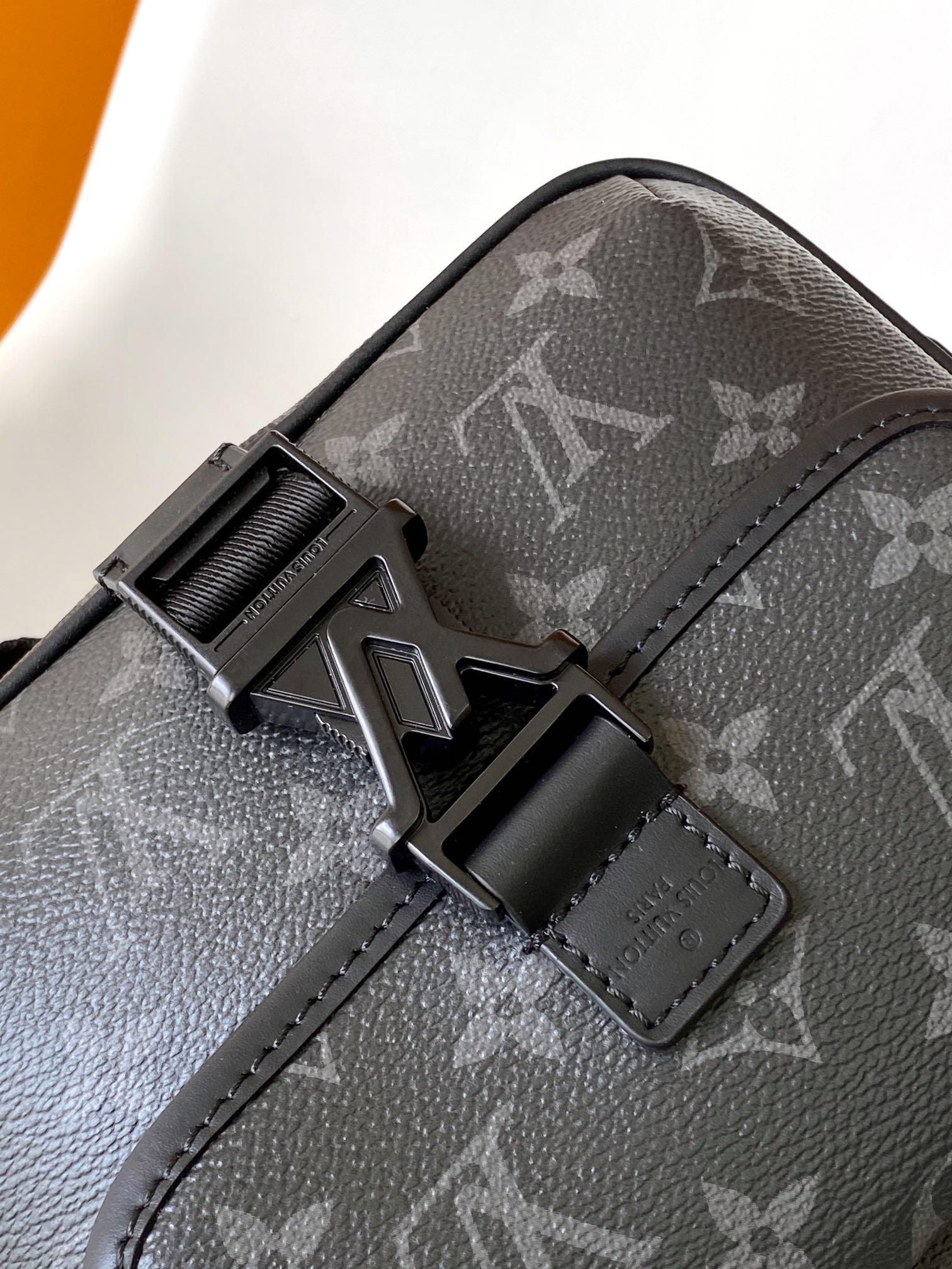 Louis Vuitton Black Monogram Canvas Messenger Bag with Front Buckle Pocket