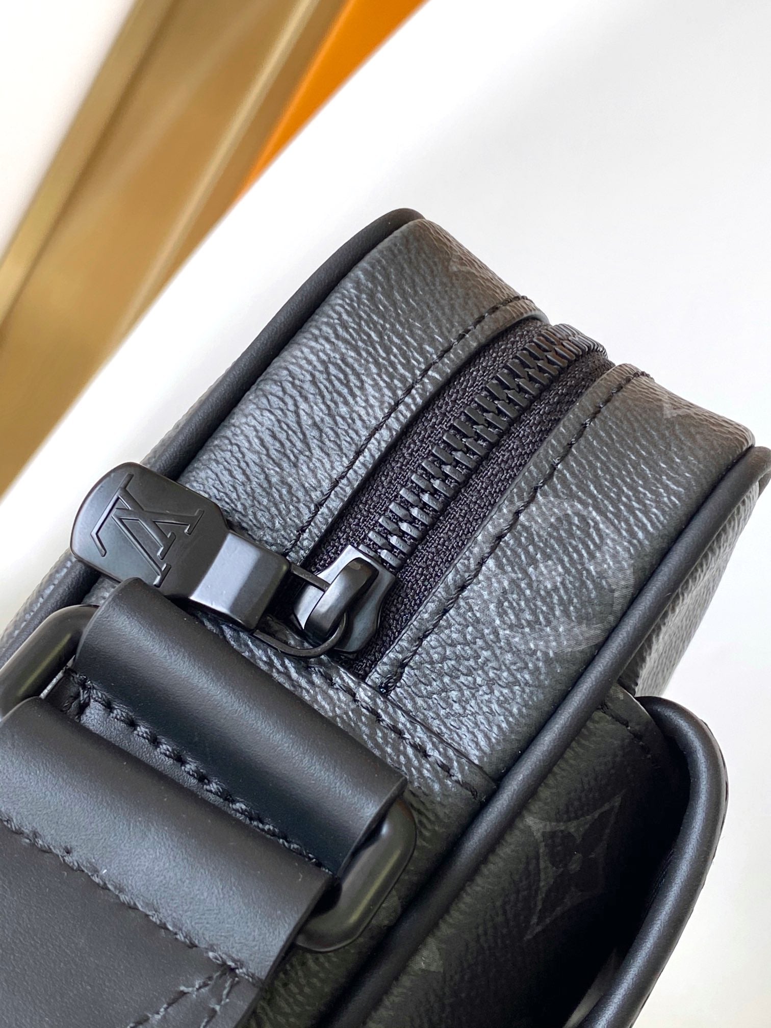 Louis Vuitton Black Monogram Canvas Messenger Bag with Front Buckle Pocket