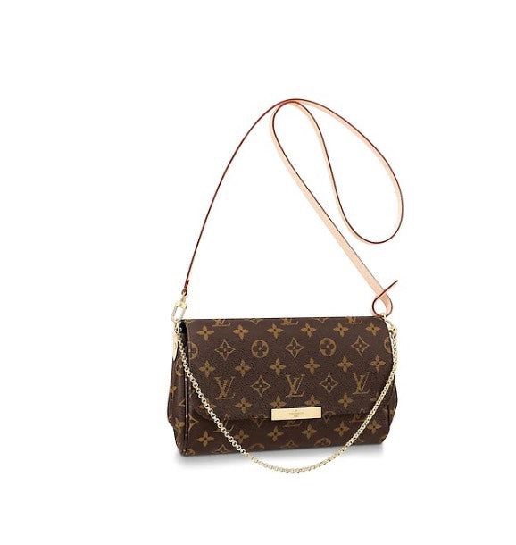 Louis Vuitton Classic Monogram Canvas Crossbody Bag with Gold Chain Strap