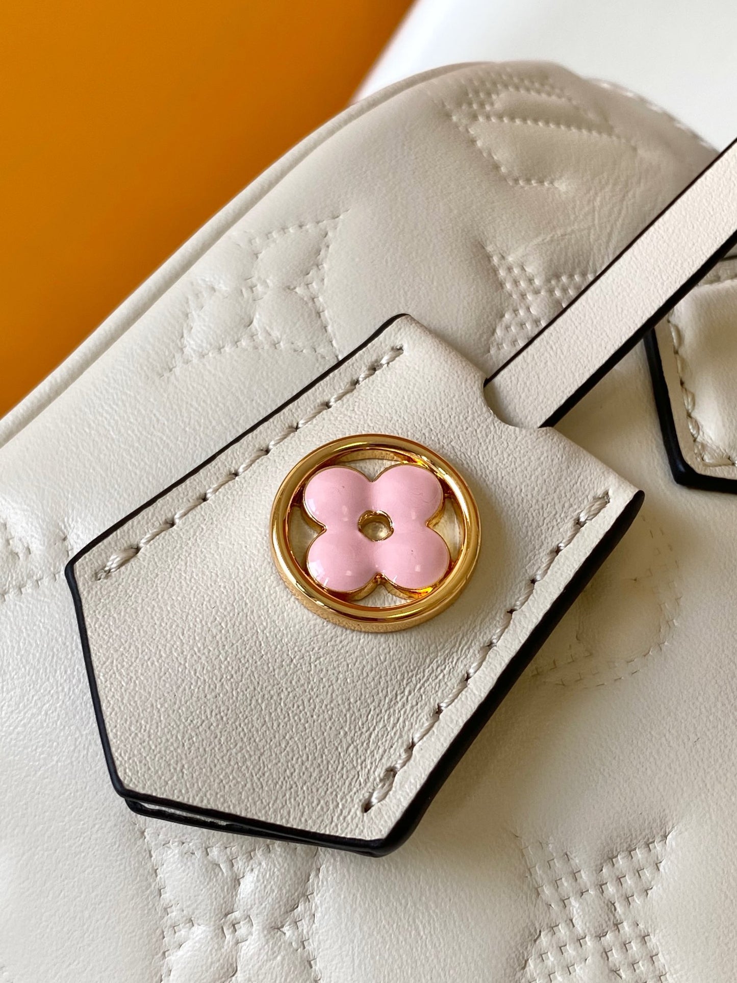 Louis Vuitton White Embossed Leather Top Handle Mini Crossbody Duffle Bag