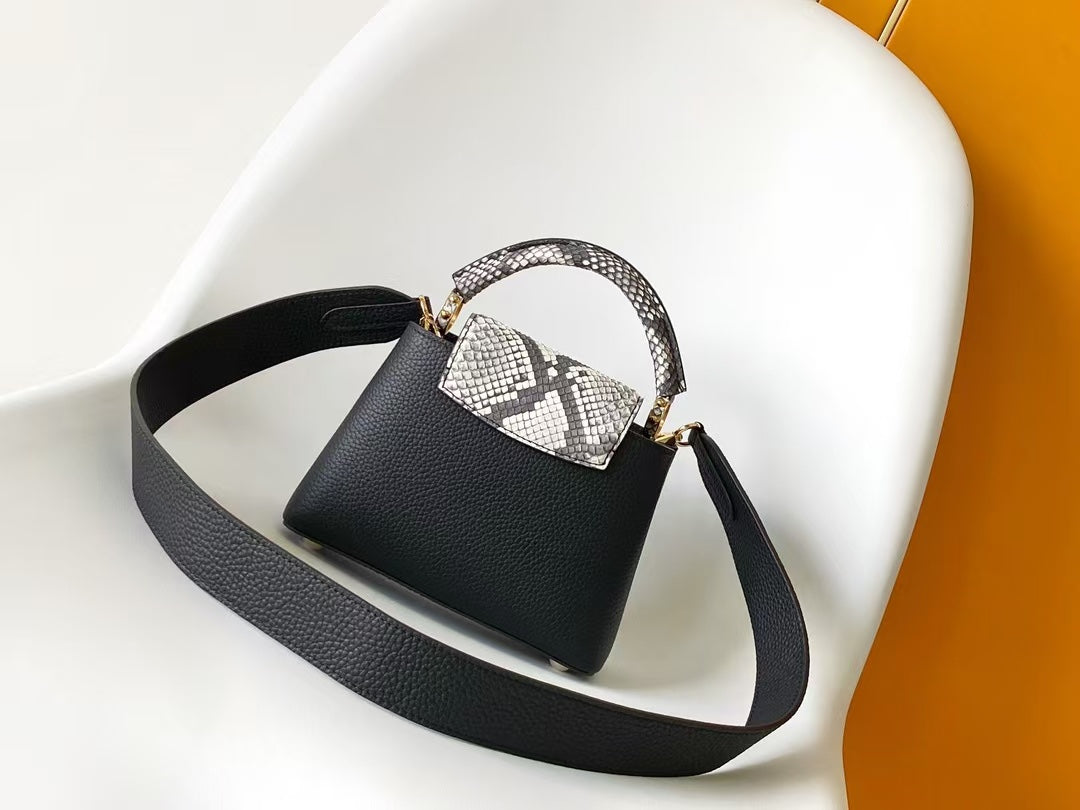 Louis Vuitton Capucines Mini Handbag - Black Taurillon Leather &amp; Python Skin