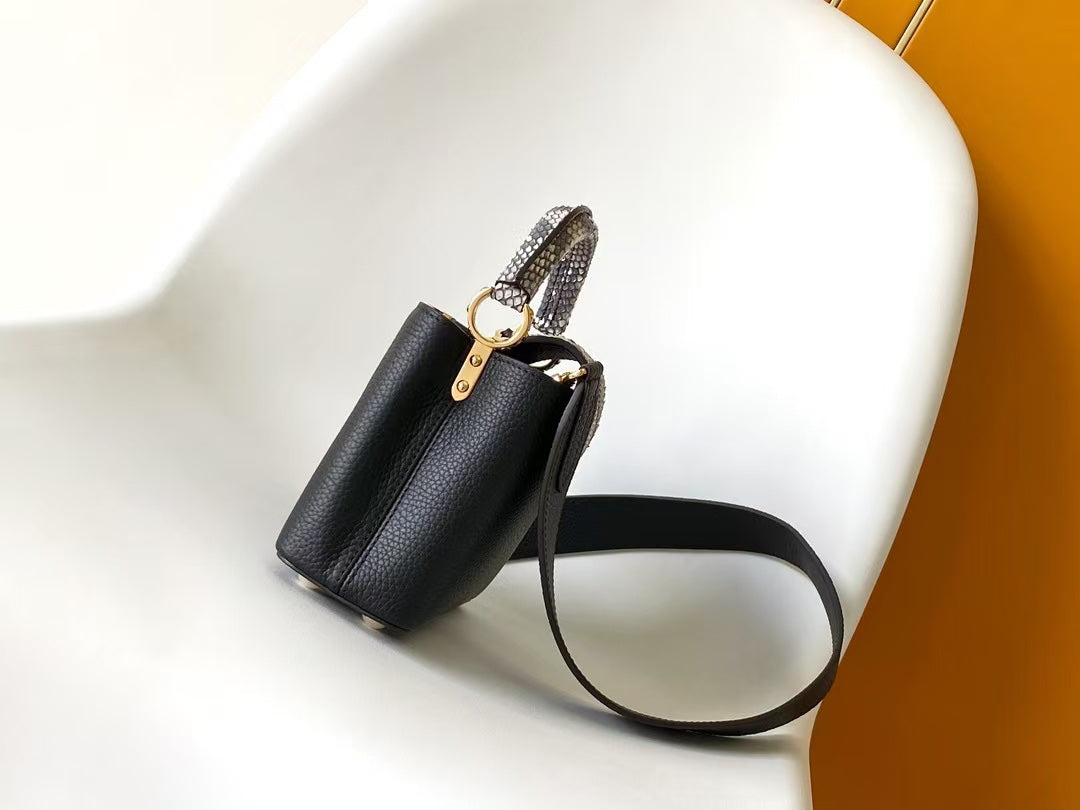 Louis Vuitton Capucines Mini Handbag - Black Taurillon Leather & Python Skin