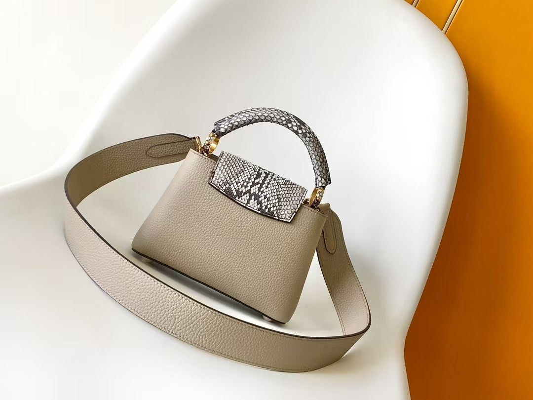 Louis Vuitton Capucines Mini Handbag - Galet Taurillon Leather &amp; Python