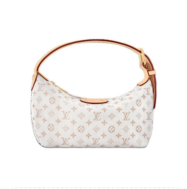 Louis Vuitton Elegant Cream Monogram Canvas Crescent Hobo Shoulder Bag