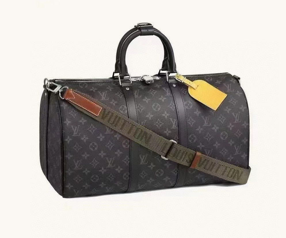 Louis Vuitton Charcoal Monogram Travel Duffel Bag with Adjustable Shoulder Strap