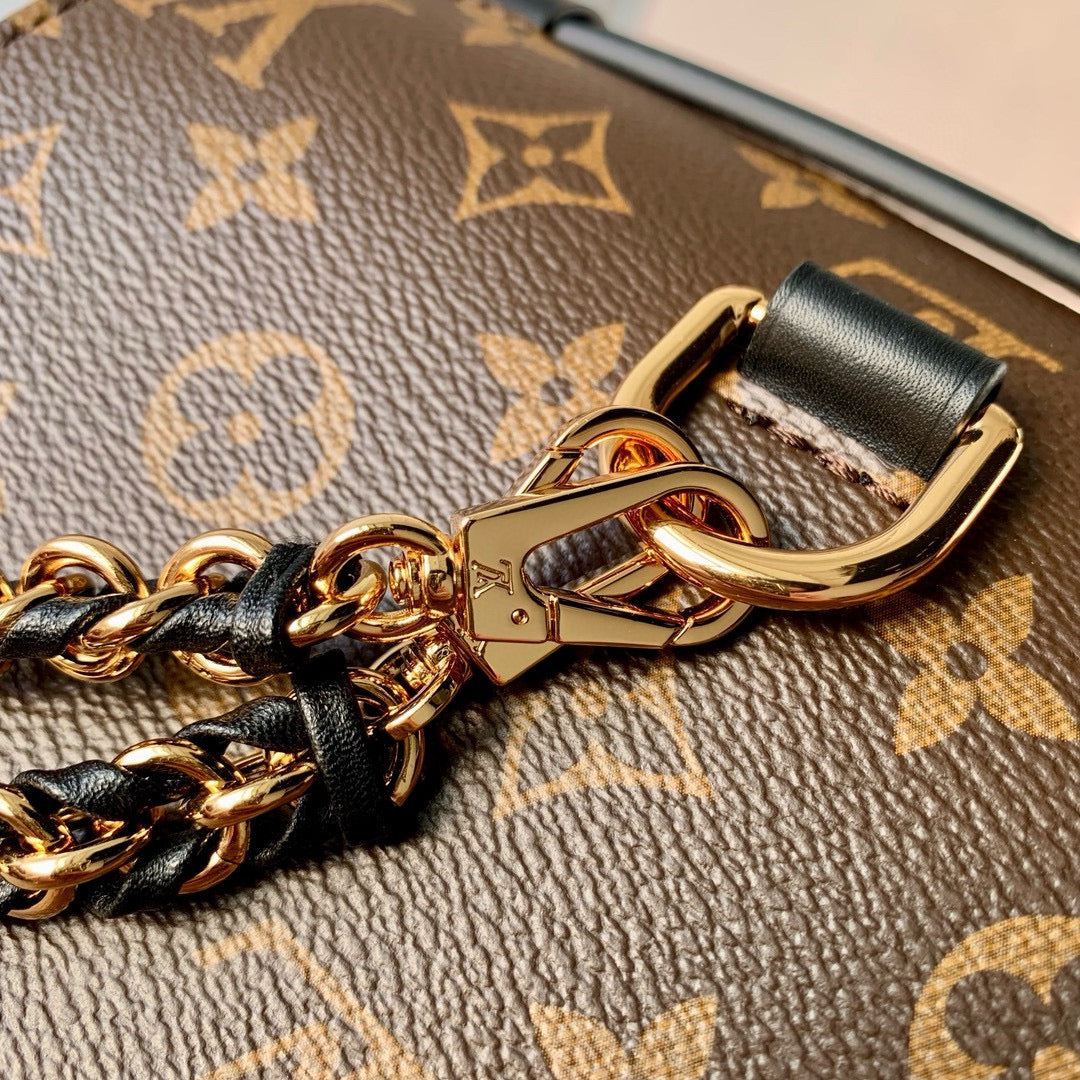 Louis Vuitton Vintage Monogram Print Two-Tone Mini Crossbody Bag with Chain