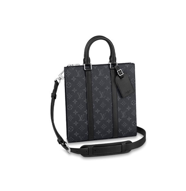 Louis Vuitton Black Monogram Square Tote Bag with Top Handle and Strap