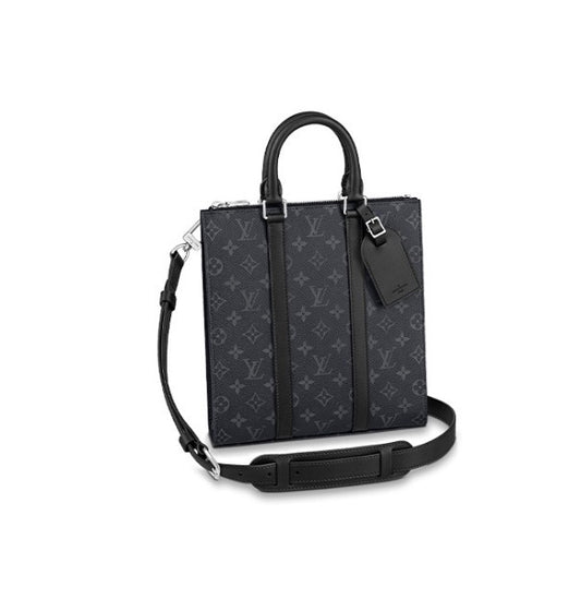 Louis Vuitton Black Monogram Square Tote Bag with Top Handle and Strap