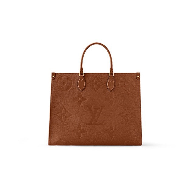 Louis Vuitton Brown Embossed Monogram Leather Tote Bag with Top Handles