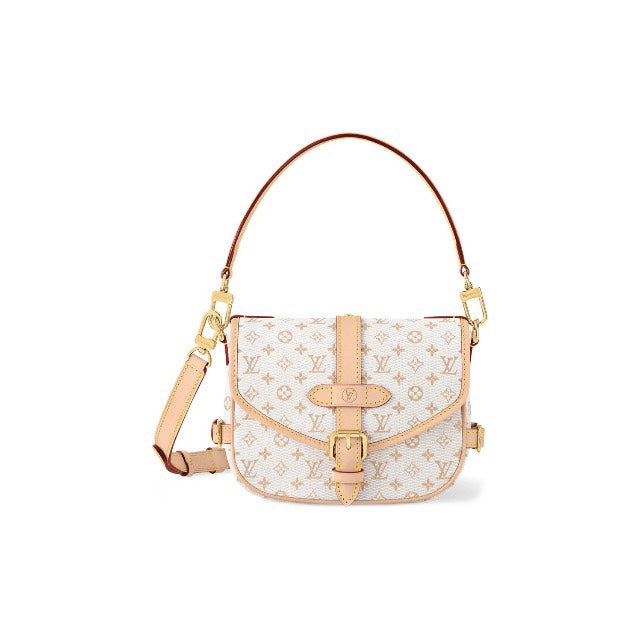 Louis Vuitton Luxury Monogram Canvas Crossbody Satchel Bag with Leather Trim