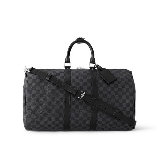 Louis Vuitton Grey Checkerboard Travel Duffle Bag with Shoulder Strap