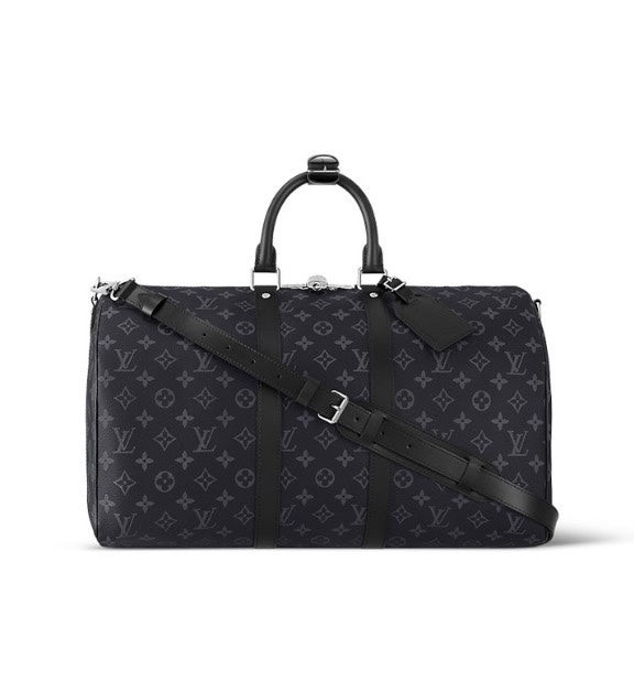 Louis Vuitton Black Monogram Canvas Travel Duffel Bag with Shoulder Strap