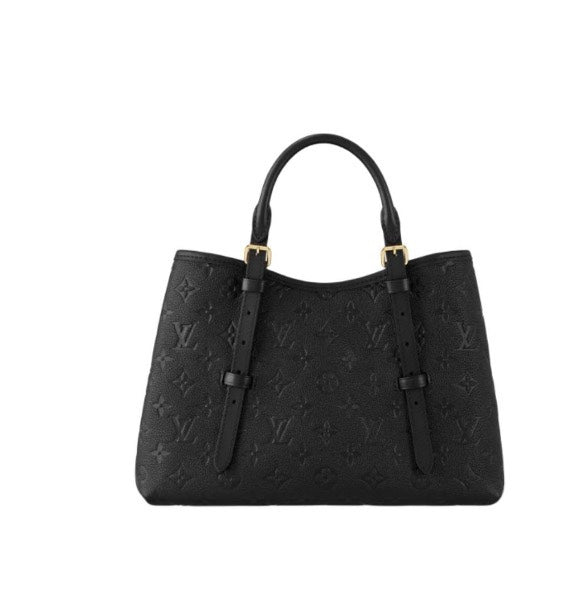 Louis Vuitton Black Embossed Textured Leather Top Handle Tote Handbag