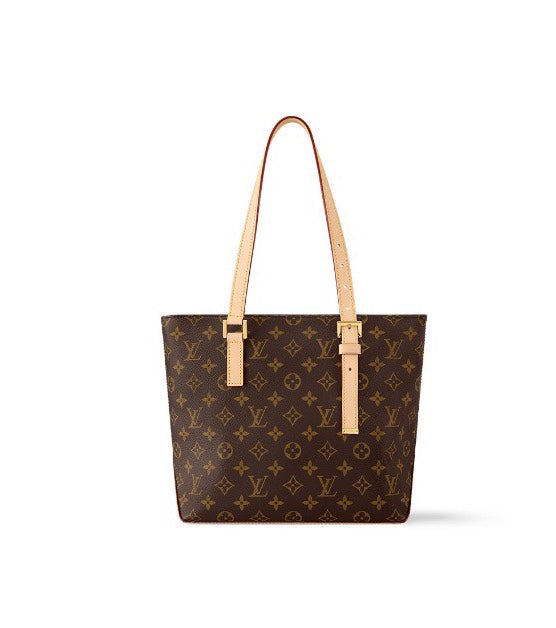 Louis Vuitton Classic Monogram Canvas Tote Bag with Leather Shoulder Straps