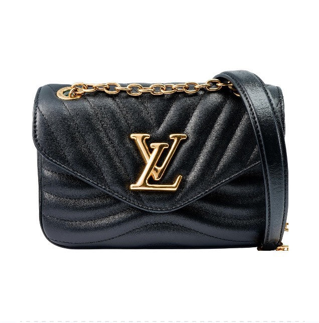 Louis Vuitton Black Quilted Wave Leather Crossbody Shoulder Bag with Gold Chain