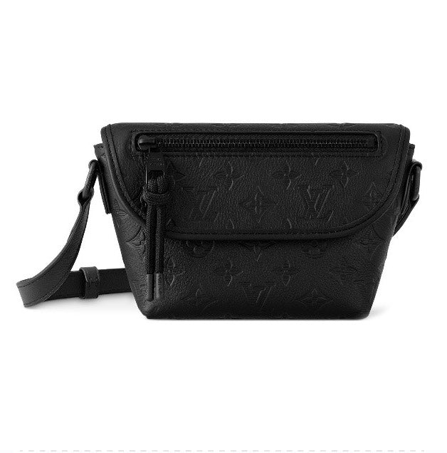Louis Vuitton Black Embossed Monogram Leather Crossbody Bag with Adjustable Strap