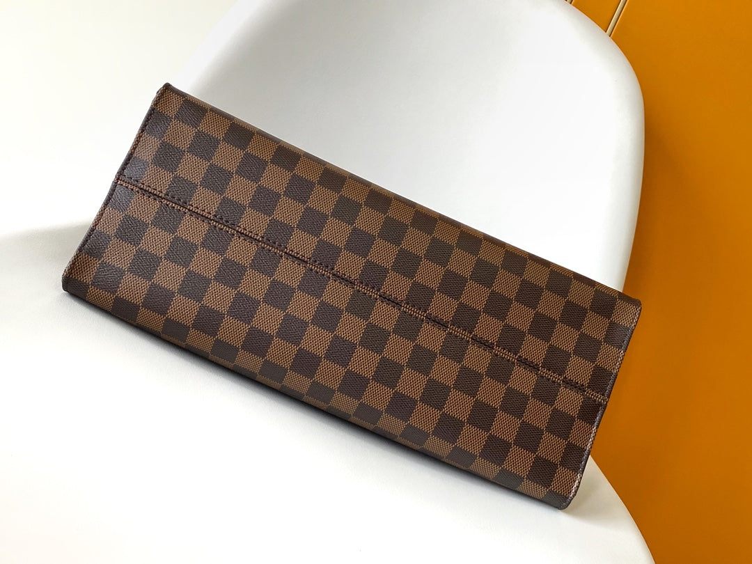 Louis Vuitton Classic Brown Checkerboard Tote Bag Structured Handbag