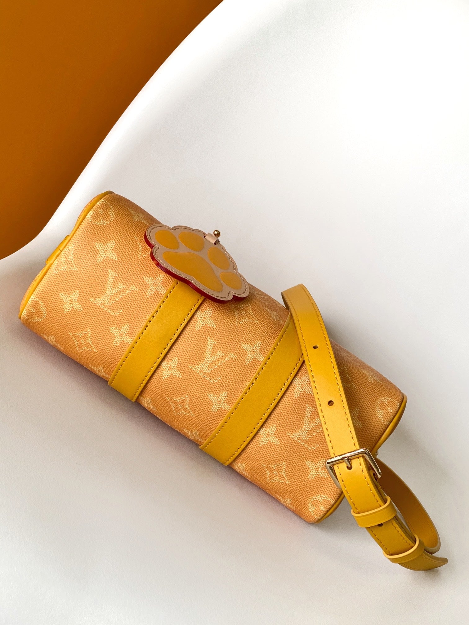 Louis Vuitton Mustard Yellow Monogram Mini Duffle Crossbody Bag with Paw Charm