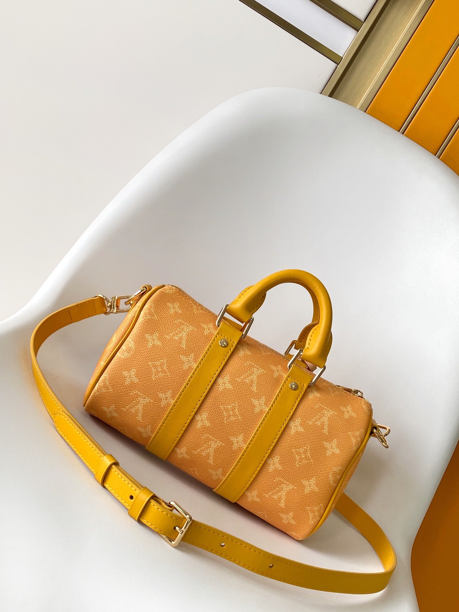 Louis Vuitton Mustard Yellow Monogram Mini Duffle Crossbody Bag with Paw Charm