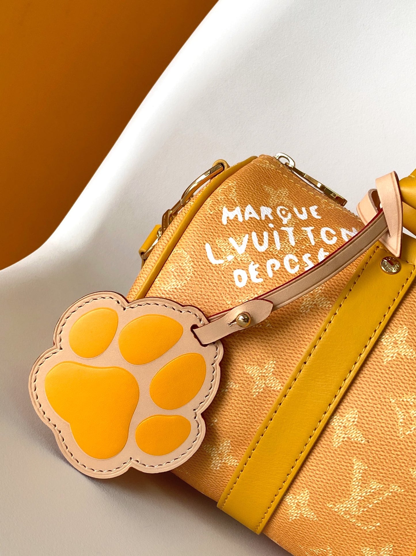 Louis Vuitton Mustard Yellow Monogram Mini Duffle Crossbody Bag with Paw Charm
