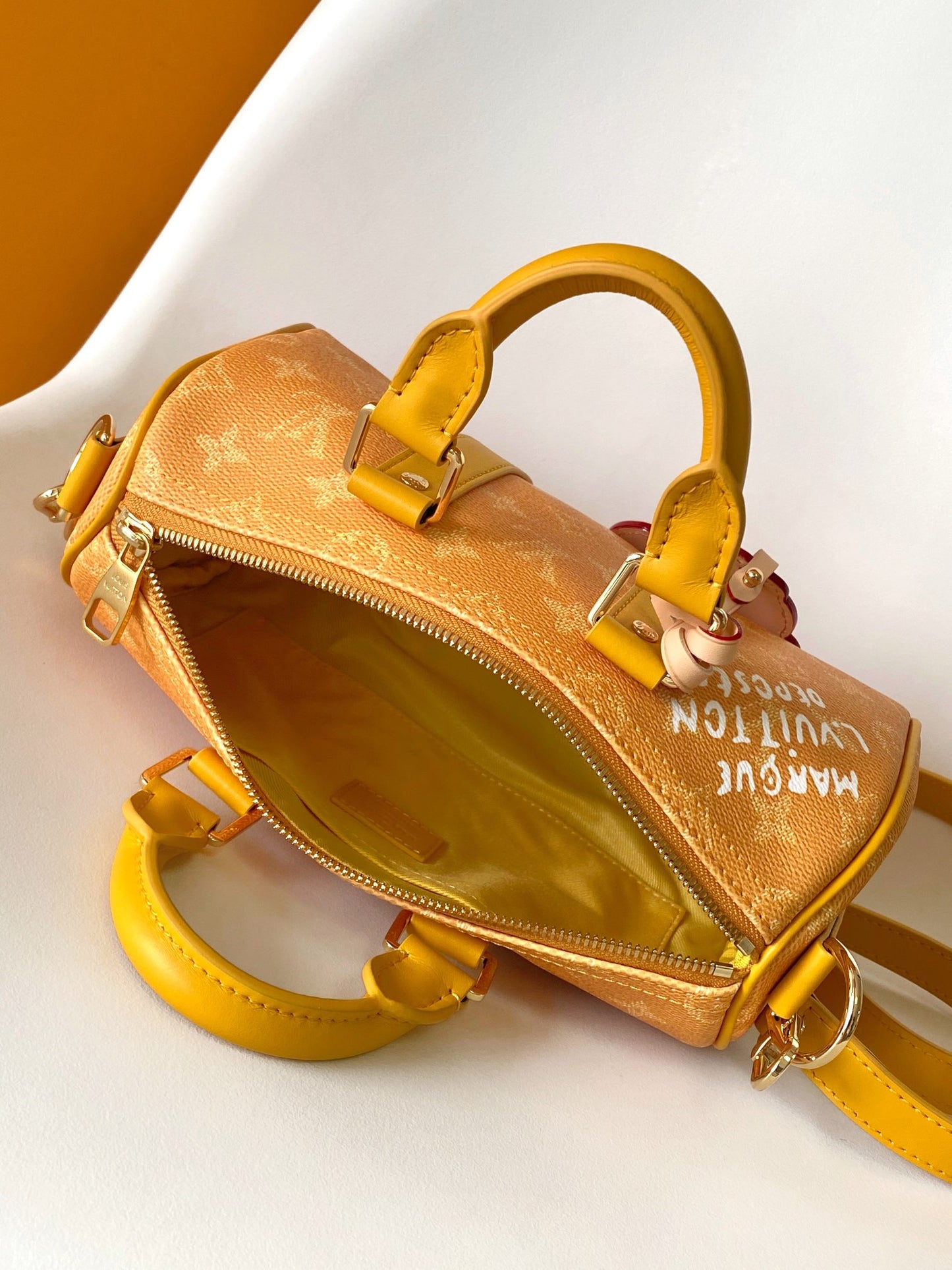 Louis Vuitton Mustard Yellow Monogram Mini Duffle Crossbody Bag with Paw Charm