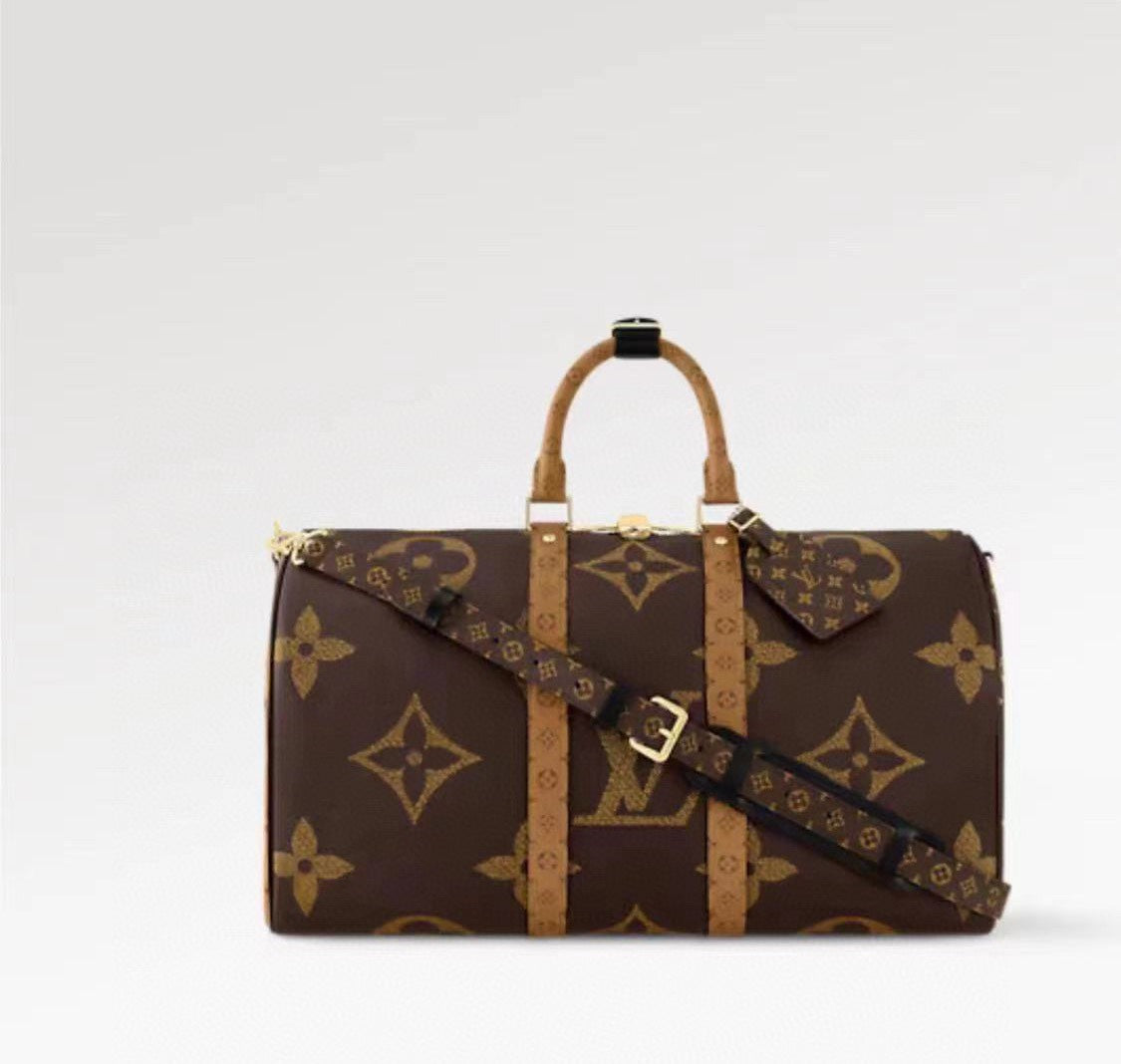 Louis Vuitton Brown Monogram Canvas Travel Duffle Bag with Removable Strap