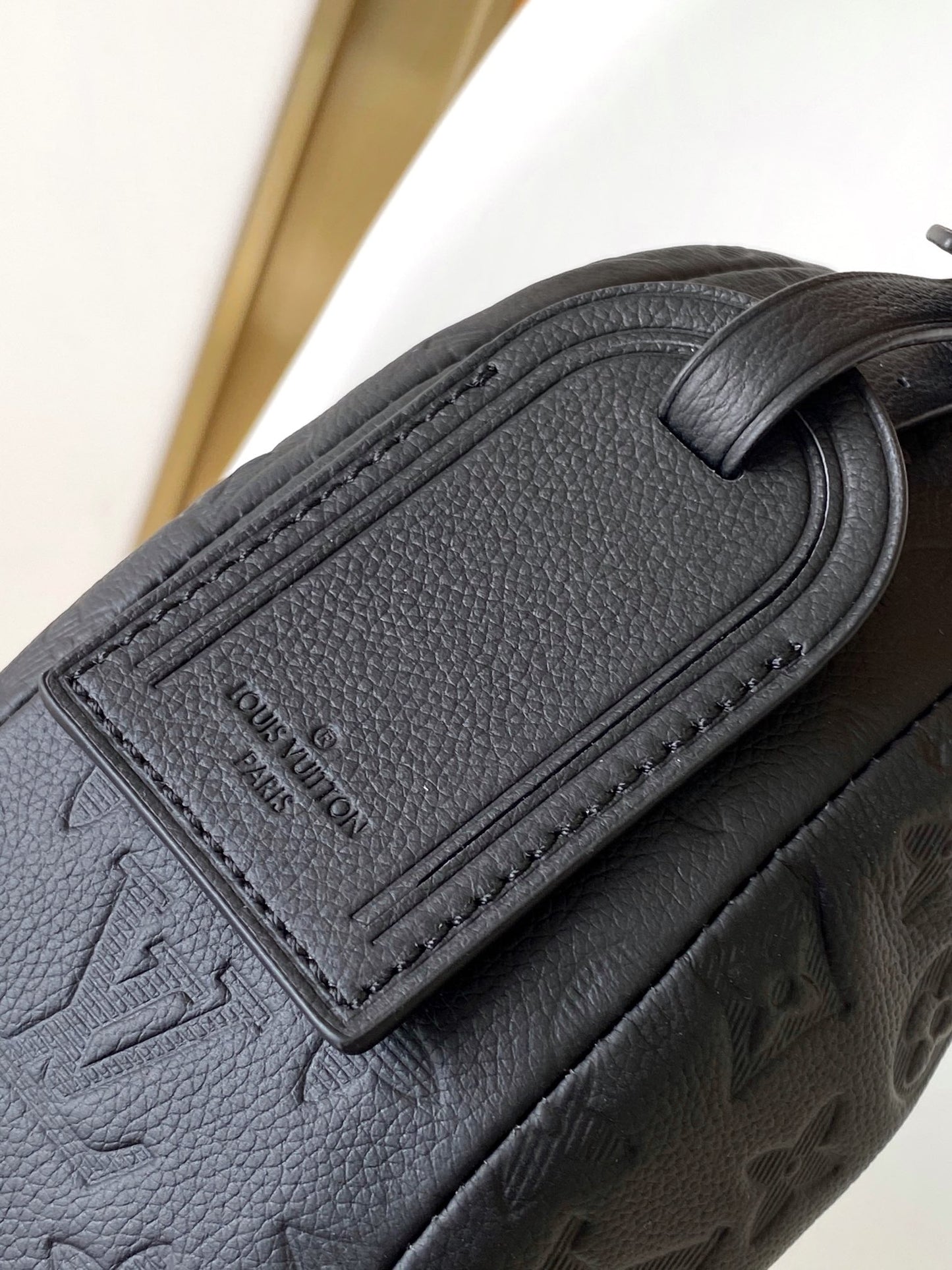 Louis Vuitton Black Embossed Leather Crescent Crossbody Shoulder Bag
