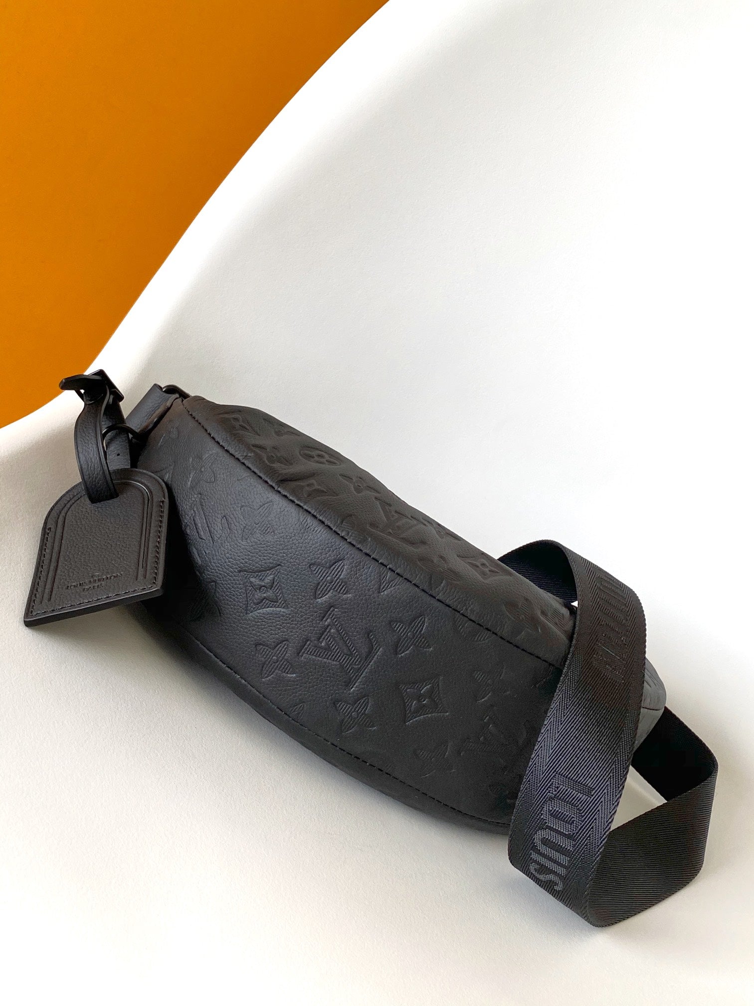 Louis Vuitton Black Embossed Leather Crescent Crossbody Shoulder Bag