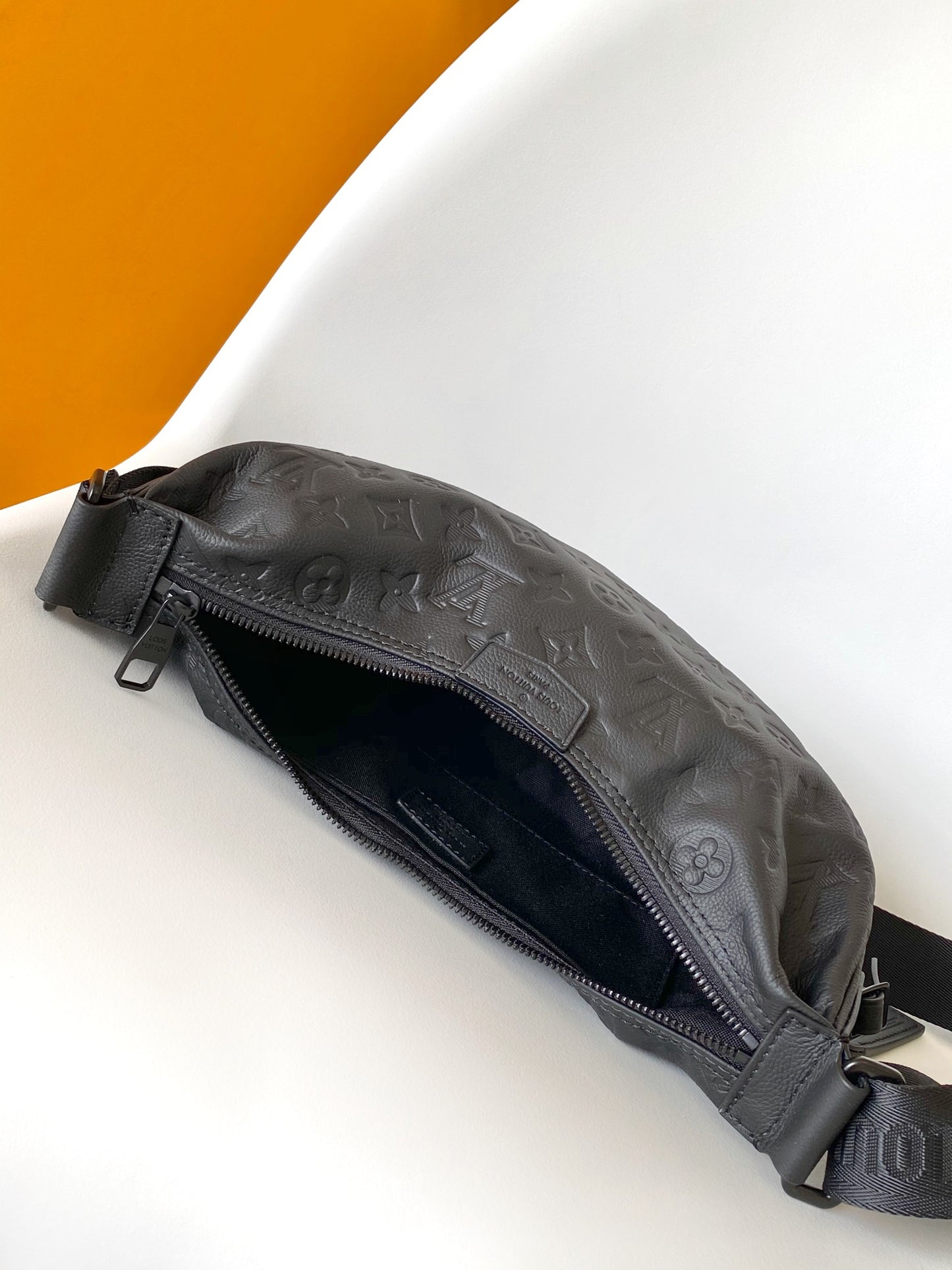 Louis Vuitton Black Embossed Leather Crescent Crossbody Shoulder Bag
