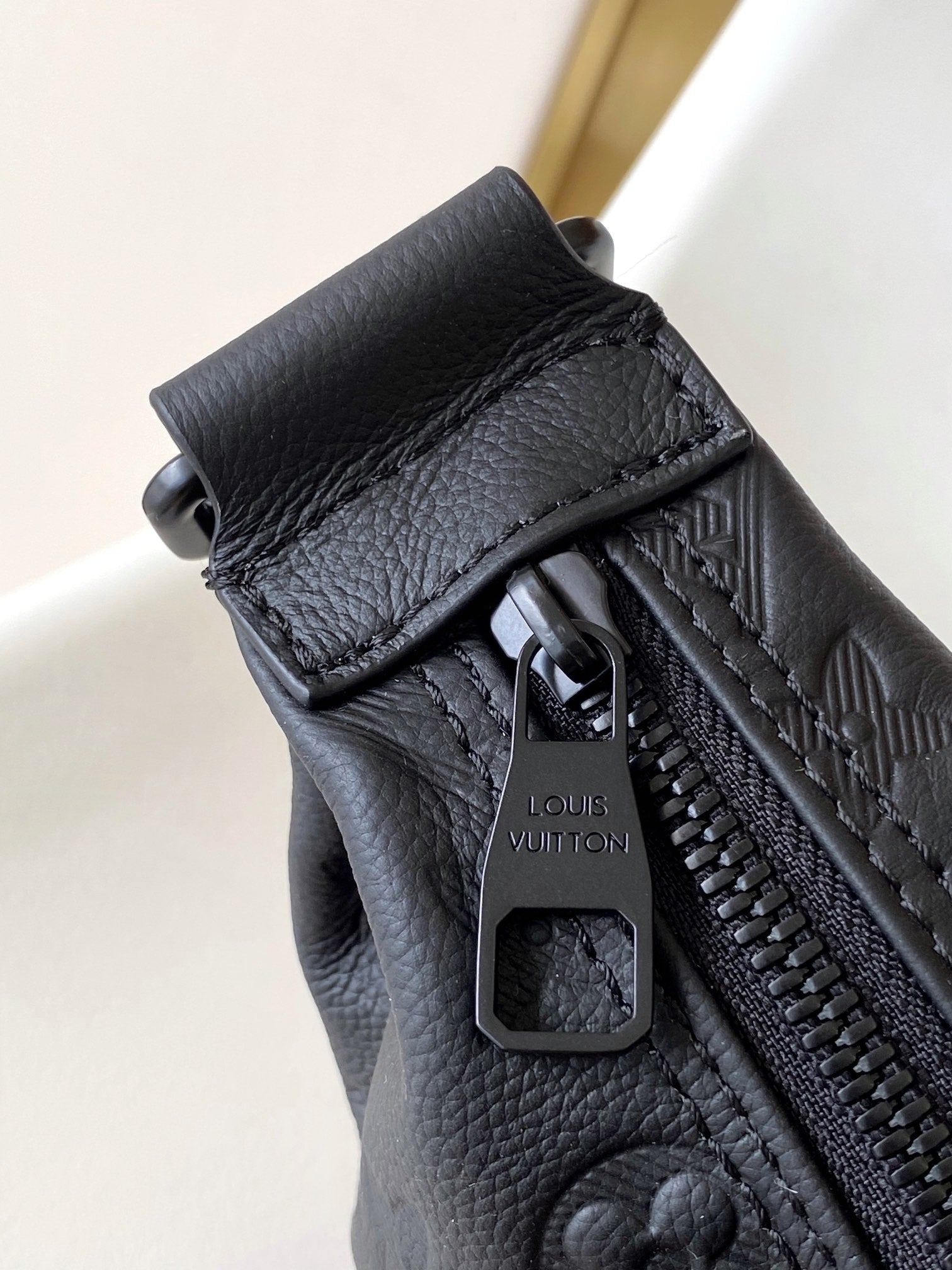 Louis Vuitton Black Embossed Leather Crescent Crossbody Shoulder Bag