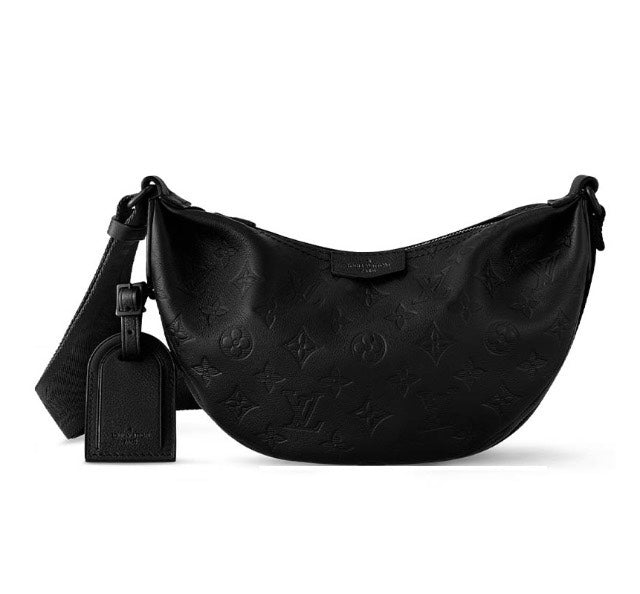 Louis Vuitton Black Embossed Leather Crescent Crossbody Shoulder Bag
