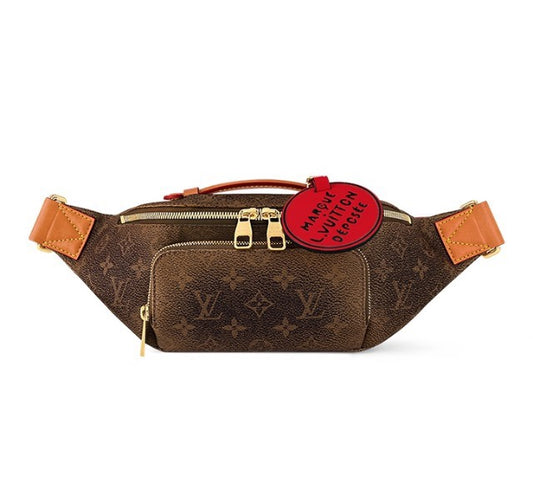 Louis Vuitton Classic Brown Monogram Canvas Waist Bag with Red Hangtag
